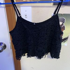 black lace crop top loose fit